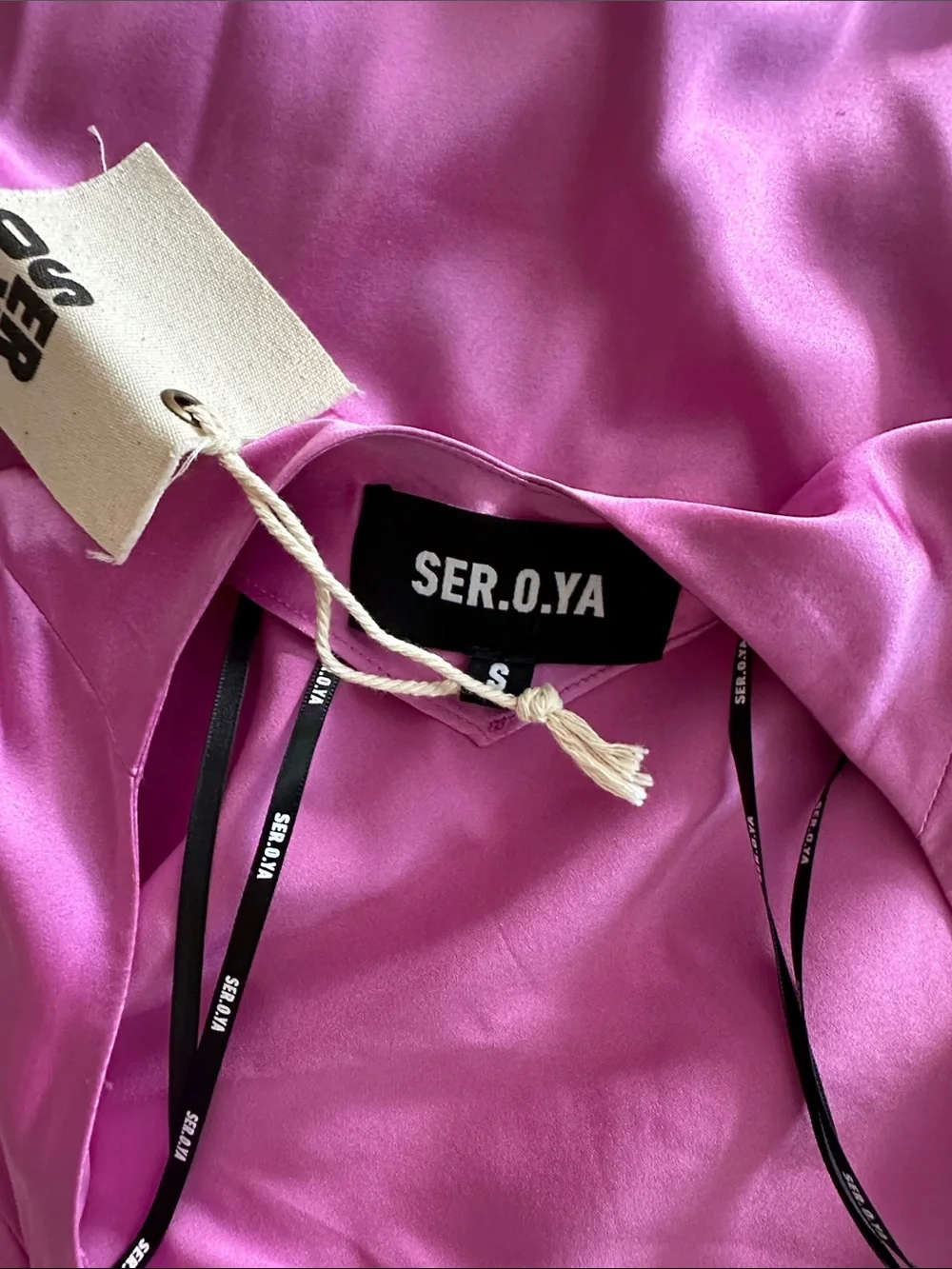 SER.O.YA Pink Silk Asymmetric Sweet Heart Neckline Long Dress Size S - Picture 7 of 16